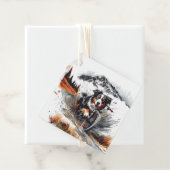 Berner mountainbike in de bergen bedankjes labels (In situ)