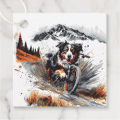 Berner mountainbike in de bergen bedankjes labels (Voorkant)