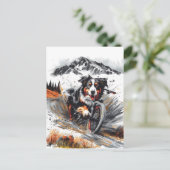 Berner mountainbike in de bergen briefkaart (Staand voorkant)