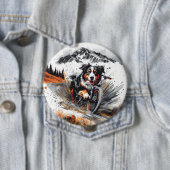 Berner mountainbike in de bergen ronde button 4,0 cm (In situ)