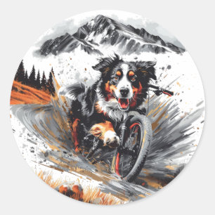Berner mountainbike in de bergen ronde sticker