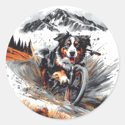 Berner mountainbike in de bergen ronde sticker (Voorkant)