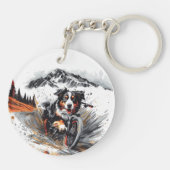 Berner mountainbike in de bergen sleutelhanger (Achterkant)