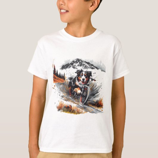 Berner mountainbike in de bergen t-shirt (Voorkant)