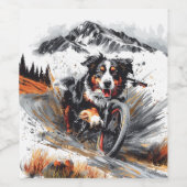 Berner mountainbike in de bergen wijn etiket (Enkel label)