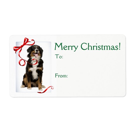 Berner Mt. Hond Kerstcadeau Tags Etiket (Voorkant)