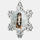 Berner Mt. Hond Kerstversiering Tin Sneeuwvlok Ornament (Rechts)