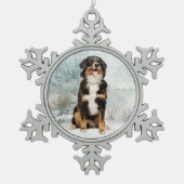 Berner Mt. Hond Kerstversiering Tin Sneeuwvlok Ornament (Voorkant)