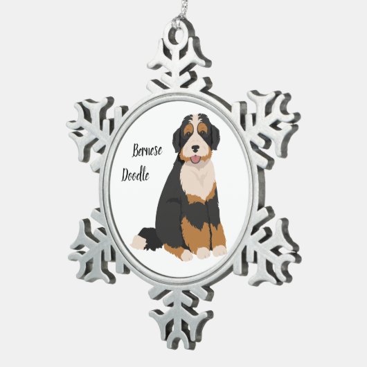 Berner Poedel mix, Bernedoodle Kerst Ornament (Rechts)