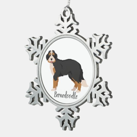 Berner Poedel mix, Bernedoodle Kerst Ornament (Rechts)