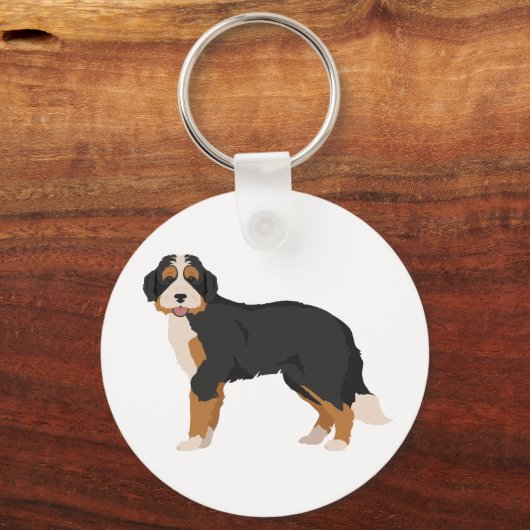 Berner Poedel mix, Bernedoodle Kerst Ornament Sleutelhanger (Achterkant)