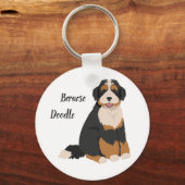 Berner Poedel mix, Bernedoodle Kerst Ornament Sleutelhanger (Voorkant)