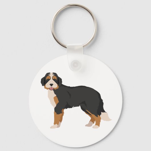 Berner Poedel mix, Bernedoodle Kerst Ornament Sleutelhanger (Achterkant)