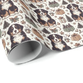 Berner Puppy Kerstmis Cadeaupapier (Rol Hoek)