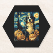 Berner Schattigee Hond Halloween Jack O Lantern Kartonnen Onderzetters (Voorkant)