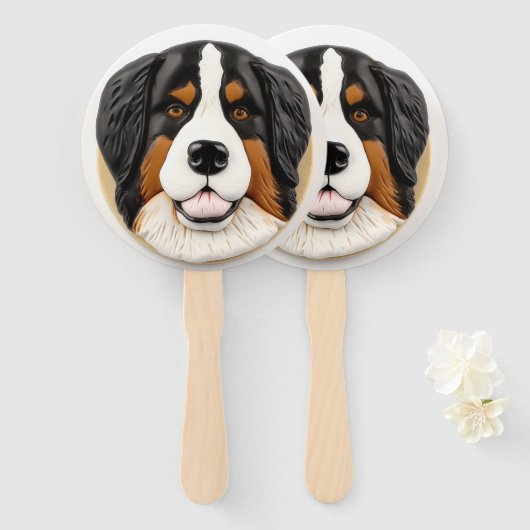Berner Sennenhond 3D Geïnspireerd Handwaaier (Voorkant en achterkant)