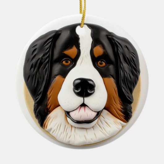 Berner Sennenhond 3D Geïnspireerd Keramisch Ornament (Voorkant)