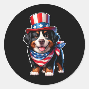 Berner Sennenhond 4 juli mannen vrouwen kinderen Ronde Sticker