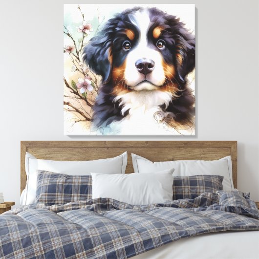 Berner Sennenhond AI Puppy Canvas Afdruk (Insitu (Slaapkamer))