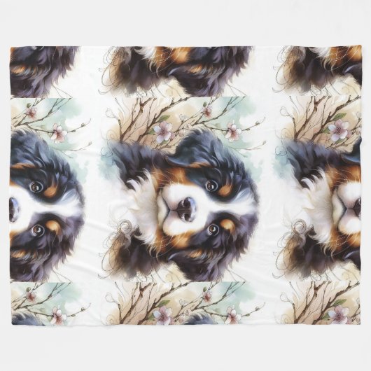 Berner Sennenhond AI Puppy Fleece Deken (Voorkant (Horizontaal))