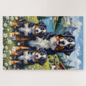 Berner Sennenhond Alpenweide Kunst Legpuzzel (Horizontaal)
