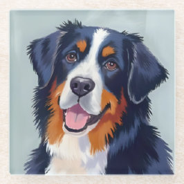 Berner Sennenhond | Aquarel Schilderij Glazen Onderzetter