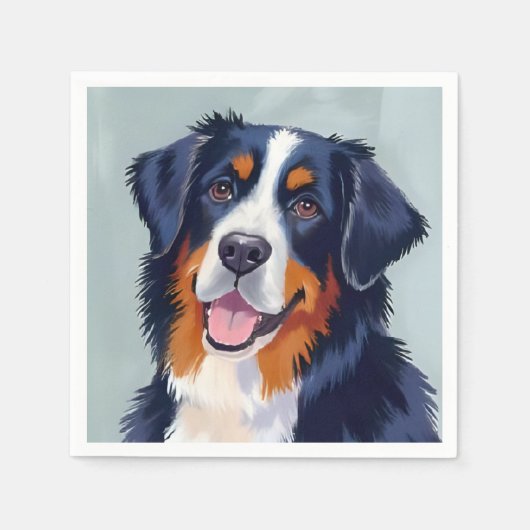 Berner Sennenhond | Aquarel Schilderij Servet (Voorkant)