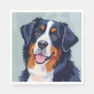 Berner Sennenhond   Aquarel Schilderij Servet