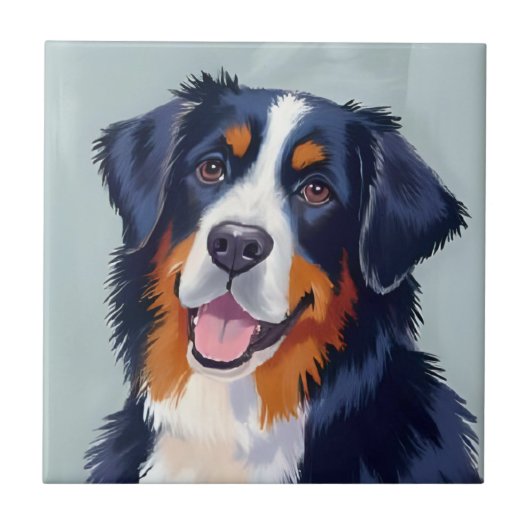 Berner Sennenhond | Aquarel Schilderij Tegeltje (Voorkant)
