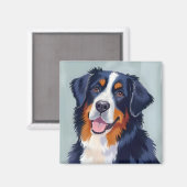 Berner Sennenhond | Aquarelschilderij Magneet (Voorkant / Achterkant)