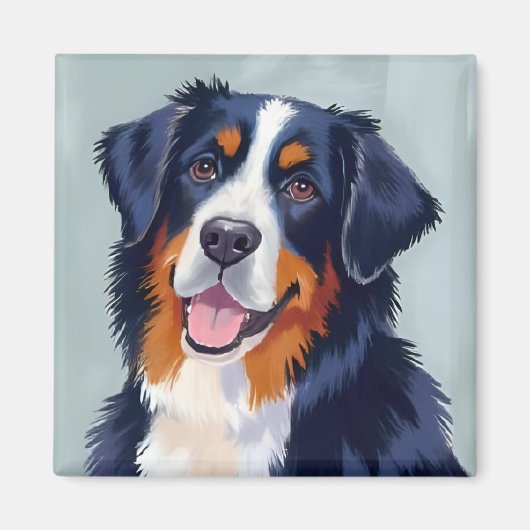 Berner Sennenhond | Aquarelschilderij Magneet (Voorkant)