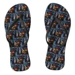 Berner Sennenhond Besneeuwde slee Kerstversiering  Teenslippers