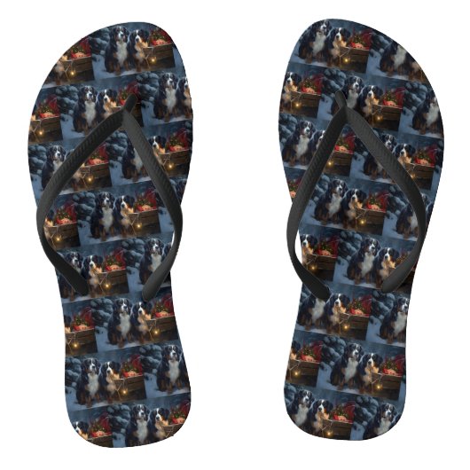 Berner Sennenhond Besneeuwde slee Kerstversiering  Teenslippers (Voetbed)