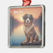 Berner Sennenhond bij het meer Metalen Ornament (Links)