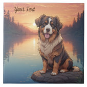 Berner Sennenhond bij het meer Tegeltje (Voorkant)