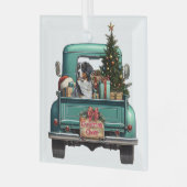 Berner Sennenhond Boerderij Truck Kerst Glas Ornament (Voorkant links)