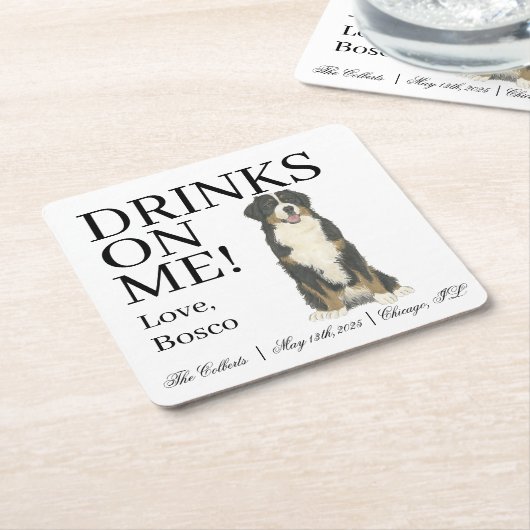 Berner Sennenhond bruiloft Kartonnen Onderzetters (Schuin)