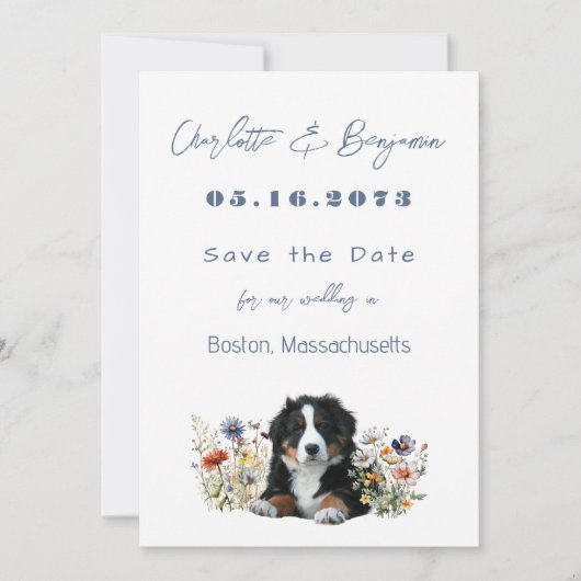 Berner Sennenhond bruiloft Save the Date (Voorkant)