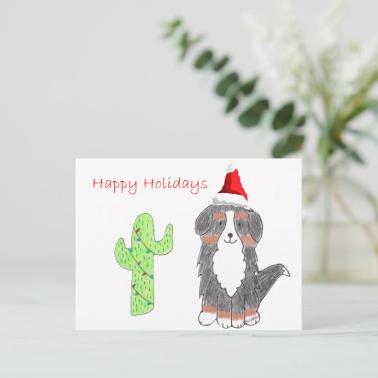 Berner Sennenhond Cactus Kerstmis Feestdagenkaart (Staand voorkant)