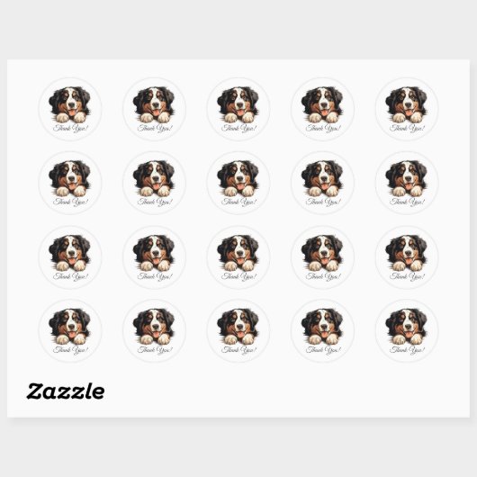 Berner Sennenhond Dank u Ronde Sticker (Vel)