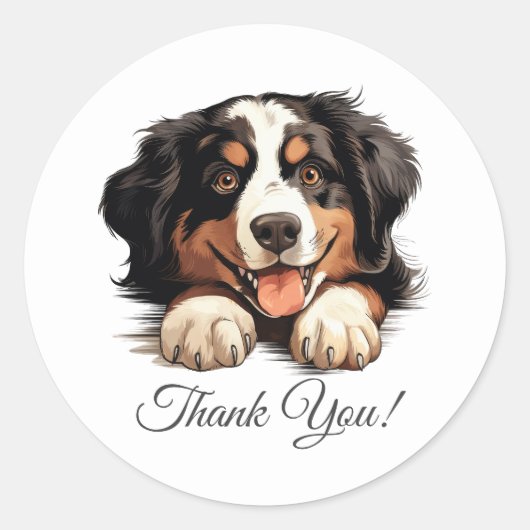 Berner Sennenhond Dank u Ronde Sticker (Voorkant)