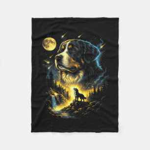 Berner sennenhond die naar de maan jankt fantasie fleece deken
