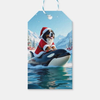 Berner Sennenhond en Orka Kerstmis Cadeaulabel