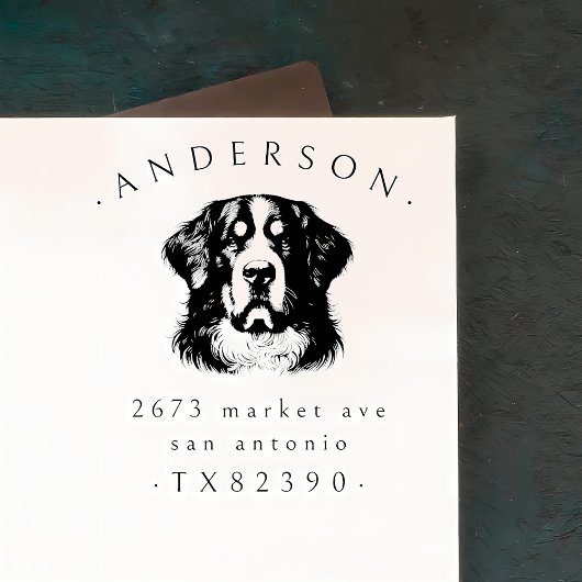 Berner Sennenhond Familienaam & Retour Adres Rubberstempel