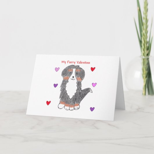 Berner Sennenhond Furry Valentijn Feestdagen Kaart (Voorkant)