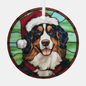 Berner Sennenhond Gebrandschilderde Glas Kerstmis Ornament (Achterkant)