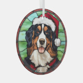 Berner Sennenhond Gebrandschilderde Glas Kerstmis Ornament (Voorkant Rechts)