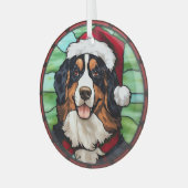 Berner Sennenhond Gebrandschilderde Glas Kerstmis Ornament (Voorkant links)