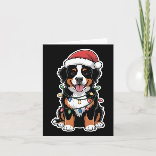 Berner Sennenhond gewikkeld in kerstverlichting Kaart (Voorkant)