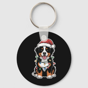 Berner Sennenhond gewikkeld in kerstverlichting Sleutelhanger
